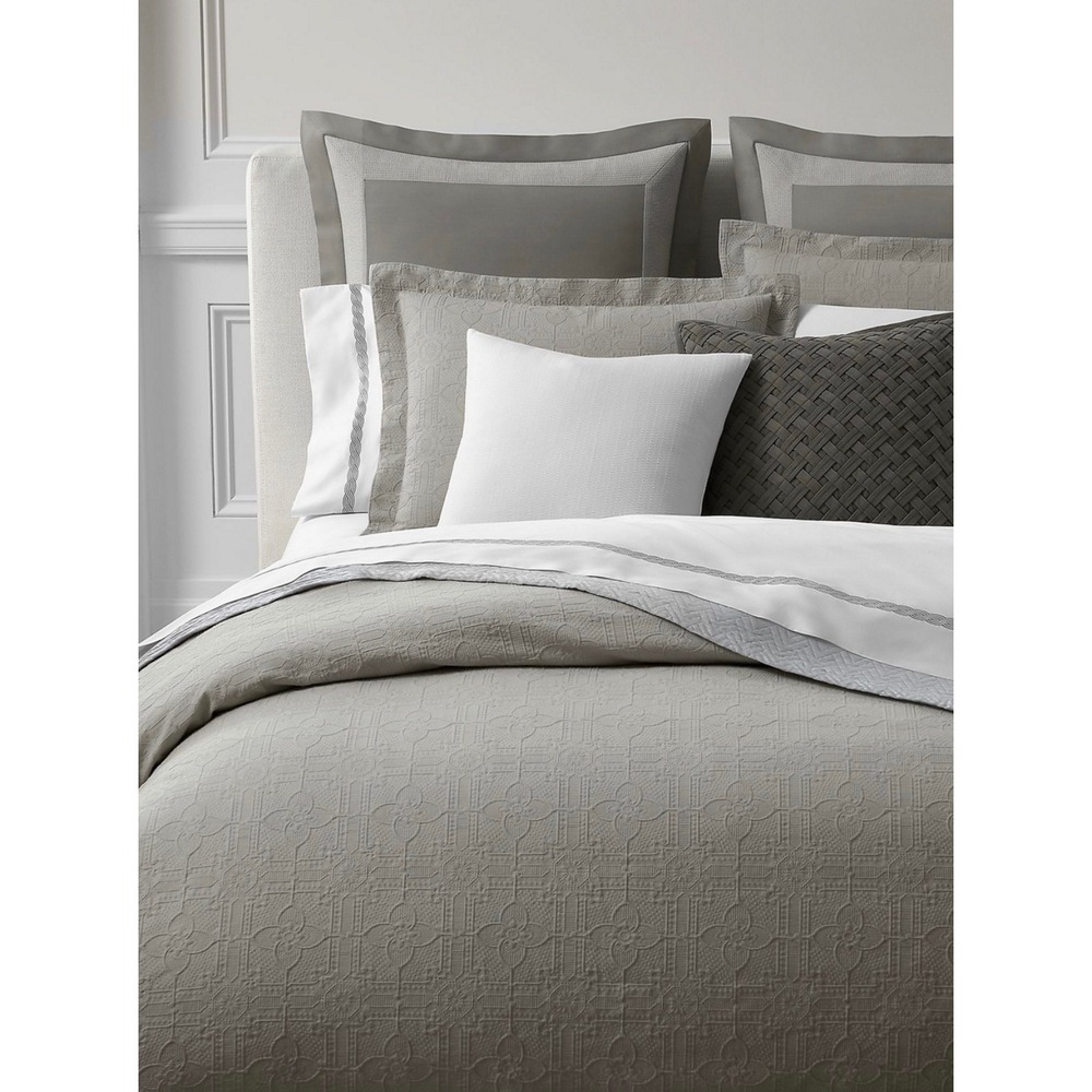 Organic Cotton Sateen Border King Sham Graphite Grey White 2pc Set NEW 20" × 36"